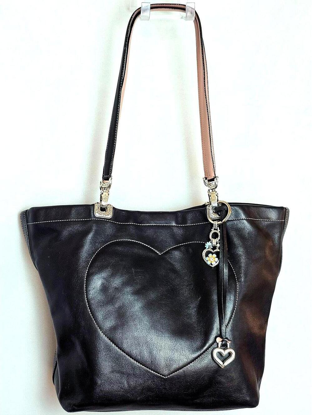 Brighton Large Jodi Black Leather Reversible Tote & Charms